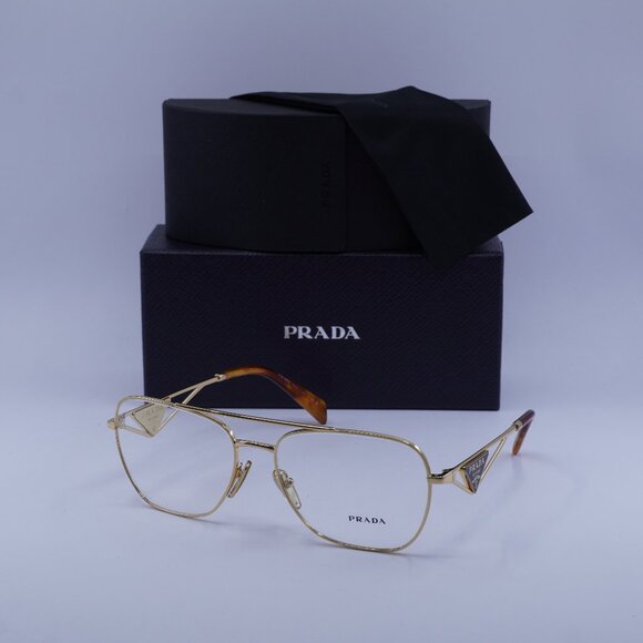 Prada PRB50V 5AK1O1 Aviator Eyeglasses - Gold 59mm - Picture 1 of 10